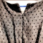 Small Black Ruched Bust Lantern, Sheer long Sleeves Swiss Dots, Knee High Dress. Photo 7