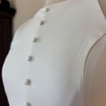 ZARA Solid White Drop Waist Sleeveless Button Front Dress Photo 5