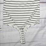 Pilcro  Black and White Striped V-Neck Bodysuit Photo 7