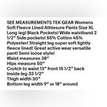 Tek Gear Womens Soft Fleece Lined Athlesure Pants Size XL Long Black Pockets Photo 5