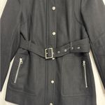 Apt. 9  Wool Coat Womens L Hooded Black Belt Zipper/Snap Closure Office Industrial Photo 2