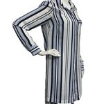 White House | Black Market Tunic Womens Sz 4 Blue Stripe Button Down Long Sleeve Photo 5