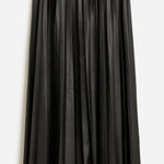 J.Crew  Pleated Black Vegan Leather Midi Skirt 14 Long Classic Quiet Luxury Photo 0