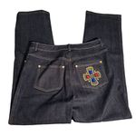 St. John Women's Jeans Gem Cross Detail Dark Blue Denim Sz 8 Photo 1