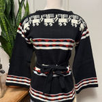 Vintage 70s Southwestern Aztec Knit Sweater Deadstock NWT Medium Black Photo 0