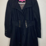 Betsey Johnson  Black Coat Corset Style Peplum Wool Blend Peacoat Size 10 Photo 0