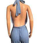 SheIn blue plunge halter neck wide leg jumpsuit XL Photo 5