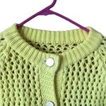 Vintage Authentic 60s 70s yellow cardigan Crochet Sweater Grandmacore Twee Size M Photo 4