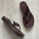 Reformation  Shoes Eden Platform Thong Sandals Flip Flop Espresso Leather Suede 8 Photo 0