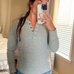 Maurice's grey ribbed long sleeve henley style snap button pullover Photo 1