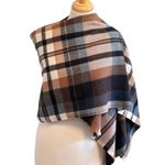 Vince Camuto Tartan Plaid Oversized Fringe Scarf One Sz Knit Preppy Fall Winter Photo 0