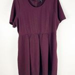 Lane Bryant Burgundy Fit & Flare Short Sleeve Pleated Pocket Dress, Size 28 Photo 0