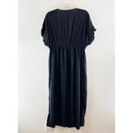 Lascana Short Sleeve Tie Front Maxi Duster Cover Up Black 10 Photo 4