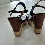 Coach Black Leather Wedge Sandal with Ankle Straps Size 8.5 Photo 2