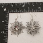 Silver Spider Web with Crystal Spider Dangle Earrings New Photo 6