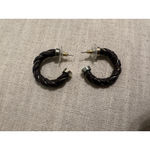 Brown leather Twisted Hoop Earrings One Size Photo 1
