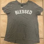 Modern Lux Womens gray white “BLESSED”  short sleeve shirt Photo 0