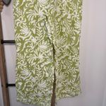 Rachel Zoe Green White Floral Wide Leg High Rise Linen Pants Size Large Photo 3