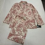 Ralph Lauren Lauren  PJ Pajama Set Shirt & Pants Cream Red Pink Paisley M Medium Photo 0