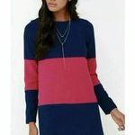 BB Dakota  Dirk Long Sleeve Color Block Shift Dress Plus Size 1X Navy & Red Berry Photo 8