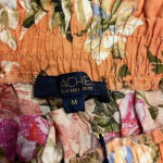 Rachel Roy‎ Floral Paperbag Waist Skirt Orange Summer Boho Chic Belted F11 Size M Photo 5