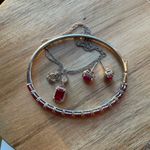 Sterling Silver Pink Tennis Bracelet Necklace Earring Set Emerald Cut Clean Girl Photo 8