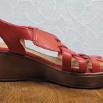 Bare Traps Womens Dayna Sandals 7.5 Red Woven Leather Slingback Platform Wedge Photo 0