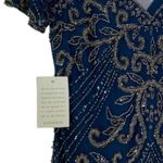 Pisarro Nights Illusion Beaded Mesh Column Gown Dark Teal Blue Size 2 NWT Photo 10