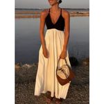 ZARA  LONG Maxi DRESS Strappy TIES black White Elegant Formal Party Whimsy Fairy Photo 10