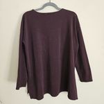 J. Jill Simply Supima Crew Neck Tunic Top Long Sleeves Burgundy Cotton Size L Purple Size L Photo 2
