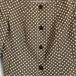Talbots  Button Front Jacket 12P Brown White Geometric Print 100% Cotton Office Photo 1