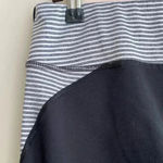 90 Degree by Reflex Black & White Striped Cropped Leggings with Neon Orange Band Photo 11