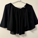 AQUA  Bloomingdale Black Ruffled Top SOLD OUT online. Sz S MSRP: $88 Like New! Photo 0