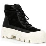 Gianni Bini  Black Leather Platform Ankle Boot Bootie Lug Sole Sneaker Sz 6.5 New Photo 0