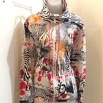 Y2K Streetwear Whimsygoth Boho Patchwork Zebra Zip Up Jacket Top Shirt Blouse Sweatshirt Studs Mock Turtle Neck Long Sleeve Photo 1