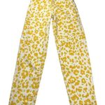 MOTHER The Curbside Heel Fray Yellow Floral Leopard Button Fly High Rise Size 25 Photo 0