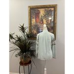 Daisy Fuentes Ribbed 1/4 Zip Sweater Long Sleeve High Neck Light Blue White Gray Photo 3