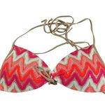 Luli Fama FLAMINGO BEACH Molded Push Up Bandeau Halter Swim Bikini Top Medium Photo 0