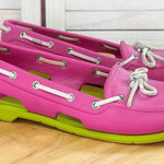 Crocs  Beach Line Slip On Boat Shoes Pink Green Women 7 Photo 0