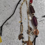 Free People  Gold and Black Beaded Keychain Photo 0