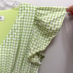 Taylor Gingham Midi Dress Pockets Ruffle Sleeve Green Size 8 Photo 6