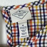 st. john's bay St. John’s Bay White Multicolor Plaid Short Sleeve Peasant Blouse Top Size M Photo 2