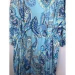 In Bloom By Jonquil Short Robe Womens Size 1X Aqua Blue Paisley Belted Photo 7