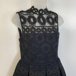 Maje Rodeo Lace Mini Dress High Neck Pleated Gothic Black Blue Photo 2