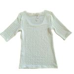 Gap Popcorn Top Size Small White Scoop Neck Short Sleeve T-Shirt Neutral NWT Photo 2