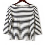 Croft & Barrow  Navy and Cream Striped 3/4 Sleeve Boatneck Top Photo 0