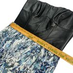 Sachin + Babi  Leather & Blue Printed Pleated Accents Strapless Maxi Long Dress Photo 6