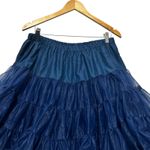 VTG Malco Modes Nylon Petticoat Skirt Navy L Tier Ruffle 80s Rockabilly Costume Blue Size XL Photo 5