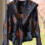 Johnny Was metallic thread Syelles Embroidered
Hoodie Jacket Indigo NWT RARE Photo 0