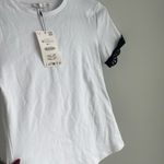 ZARA  White T-Shirt with Black Lace Trim Photo 4